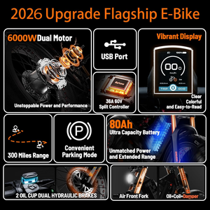 Eahora romeo pro 3 Fat Tire Electric Mountain Bike Bluetooth Smart Display Ebike Off Road <b>Bicycle</b> 300 Lbs Load Capacity - Product Image 3