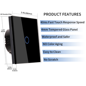 UK Smart Home Applique Murale <span class=keywords><strong>Interrupteur</strong></span> Rétro Noir Cristal Verre Panneau Lumière Tactile Wifi Connectivité 86MM 1/2/3 10A Étanche - Product Image 5