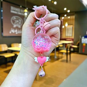 Kawaii Quicksand Bottle <b>Keyring</b> <b>Cute</b> Oil Floating Wind Chime Key Chain Ring Holder Creative Dried Flower Liquid Keychain - Product Image 6