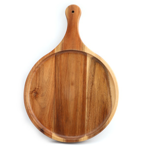 Tabla de cortar redonda de madera maciza de 2 cm de grosor para pizza, pan, frutas y carne. - Product Image 1
