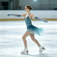 Robe de patinage et de danse dégradé bleu-vert pour enfants et adultes, avec découpe cœur en strass au dos, et longues manches, pour spectacle de patinage artistique