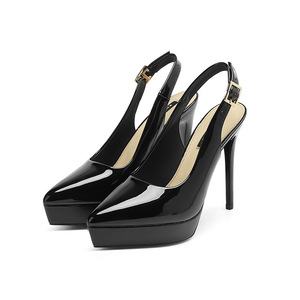 Women's Korean Style Summer 12cm Stiletto Heel Patent Leather Shoes with Rubber Outsole Solid Color Light Weight & Thick Soles - Product Image 1