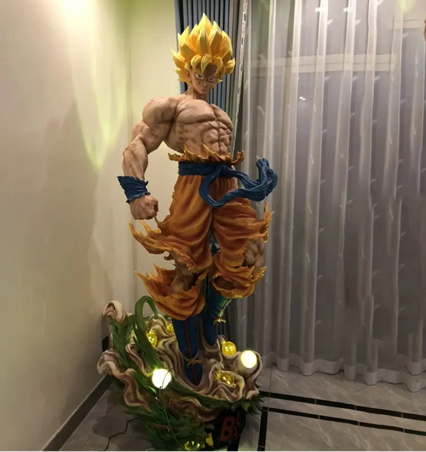 Figura de resina de acción de la película famosa de Japón, estatua de Dragon Ball, estatua de Goku y Vegeta de tamaño real, escultura de fibra de vidrio para decoración del hogar