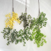15 Fourchette Haute Branche Argent Feuille Haute Qualité Artificielle Vert Soie Plantes pour Mariage Maison Fête Décor Pâques Thanksgiving