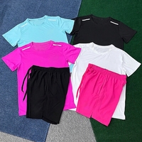 Ensemble de fitness d'été deux pièces, respirant, léger, coupe régulière, T-shirt à manches courtes, short, taille élastique à séchage rapide