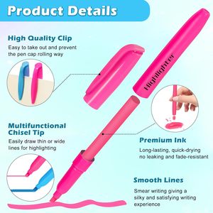 Stylos surligneurs miniatures d'usine, ensemble de stylos surligneurs fluorescents fantaisie portables avec porte-clés - Product Image 3