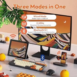 Nouveau clavier mécanique sans fil <span class=keywords><strong>RK100</strong></span>, rétroéclairage <span class=keywords><strong>RGB</strong></span>, Bluetooth 5.1/2.4G/filaire, 110 touches, taille standard, clavier de jeu à commutation à chaud, clavier multimédia - Product Image 2