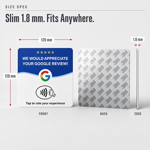 Base de acrílico de 12 cm para tarjetas de reseñas de Google, NFC213, impermeable, 13.56MHz, para reseñar con un toque, adhesivo, OEM/ODM, personalizado, RTS en stock - Product Image 3
