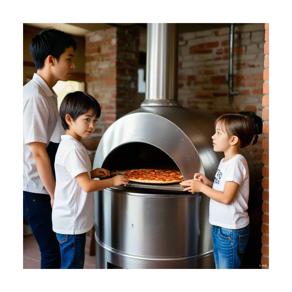 400 pembuat Italia dengan tudung baja tahan karat untuk pemanggang Gas Oven Pizza bakar kayu bergerak persegi panjang