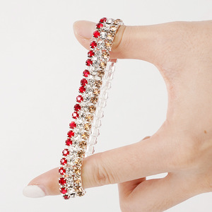 <span class=keywords><strong>Bracelet</strong></span> élastique PFT multicolore à <span class=keywords><strong>3</strong></span> <span class=keywords><strong>rangs</strong></span> avec strass dégradés, plaqué or/argent, diamants étincelants polyvalents et simples - Product Image 5