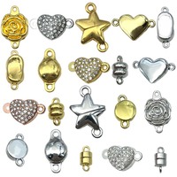 Accessoires de bijoux DIY transfrontaliers très demandés : Fermoirs magnétiques électroplaqués en forme de cœur et d'étoile pour la connexion de bracelets et colliers