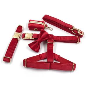 ファッションベルベット調節可能な犬の首の首輪高級ハーネス無し金属製バックル付き引き込み式のカスタムペットハーネス - Product Image 5