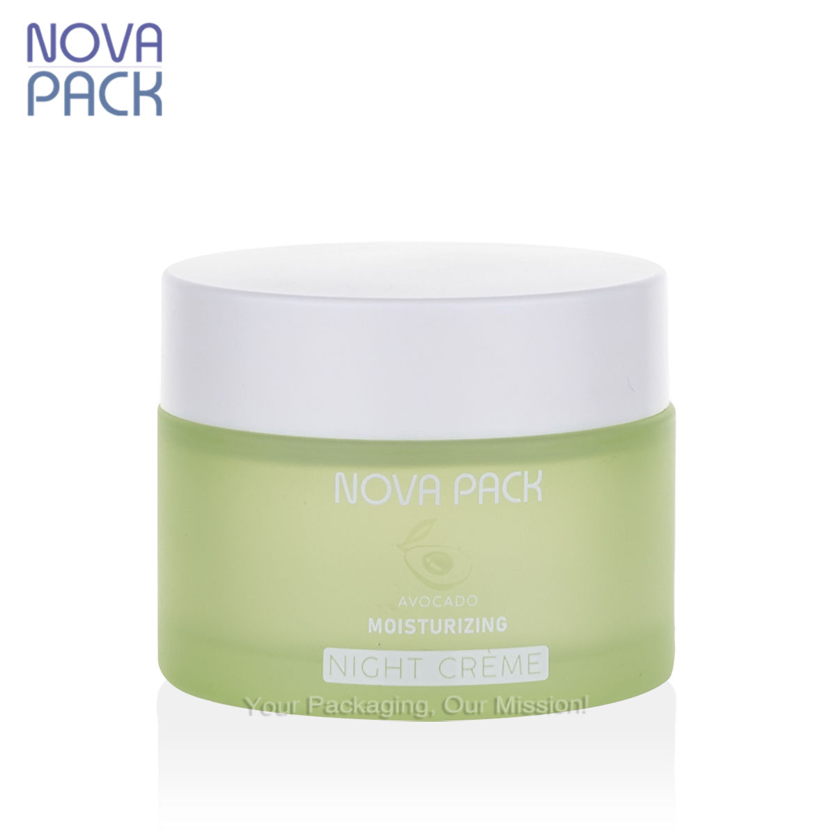 ขวดอะโวคาโดฝ้าพร้อมฝาสีขาว