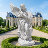 Statue d'ange déesse de la récolte en marbre blanc de qualité supérieure, taille réelle, style occidental, sculpture d'ange ailé sculptée pour parc, hôtel, église