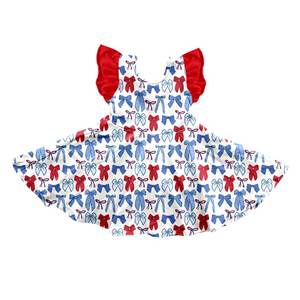 GSD3514 Custom Baby <b>Girl</b> Summer 4th of July Sleeveless Breathable Washable Knee-Length <b>Dress</b> ODM Children Wholesale - Product Image 2