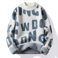Custom Jacquard HI weiß gestrickter Pullover Roll kragen pullover Nylon/Baumwolle Winter einfache Herren pullover