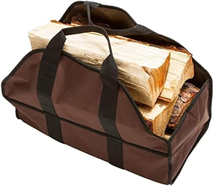 Sac de transport pour bois de chauffage pliable robuste, grand sac en toile avec poignées, transport de bois portable pour cheminée en extérieur - Product Image 1