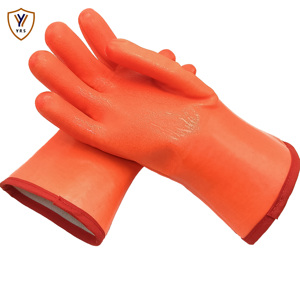 مصنع طويل بولي كلوريد الفينيل زيت Acide مقاومة للمواد الكيميائية انخفض قبضة السلامة الصناعية قفازات واقية للعمل - Product Image 4