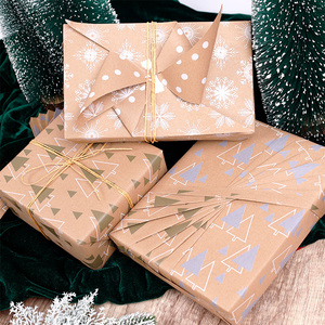 Wholesale 80g Double-Sided Kraft Print <b>Christmas</b> Custom 43cm X 10m <b>Roll</b> <b>Wrapping</b> <b>Paper</b> for Packaging - Product Image 3