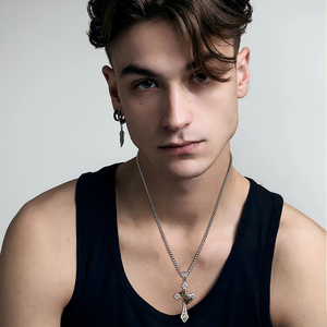 قلادة بتصميم تاج وصليب عتيق مطلية بالفضة، مجوهرات أنيقة للنساء للارتداء اليومي وهدية للمناسبات الخاصة - Product Image 6