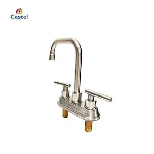 Modern 3 Hole Stainless Steel Lavatory Faucet 4 Inch Centerset 2 Handle Rv Bathroom Faucet