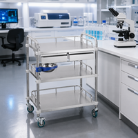 Chariot médical portable à quatre roues en acier inoxydable épaissi, robuste, pour outils de traitement