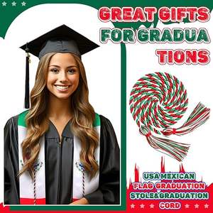 Estola de Graduación con Doble Bandera Mexicana y Cordones de Honor para la Celebración del Día de Graduación - Product Image 2