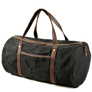 Bolsa de Viaje Retro de Lona con Detalles en Cuero para Hombre, para <span class=keywords><strong>Viajes</strong></span> de Negocios al Aire Libre, Bolsa Cilíndrica de Gran Capacidad, B0110 - Product Image 6