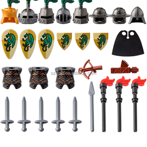 Vàng Thời Trung Cổ Hiệp Sĩ Lâu Đài Vương Quốc Rồng Hiệp Sĩ 7950 Mini Hình Thanh Kiếm Lá Chắn Tương Thích Cho Xây <span class=keywords><strong>D</strong></span>ựng Gạch Mô Hình Kid Đồ Chơi - Product Image 1