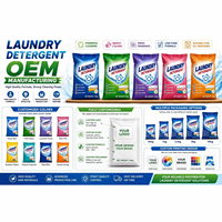 Deterjen Bubuk OEM Formula Hemat Biaya, Bubuk Cuci Pakaian Label Pribadi untuk Distributor Pasar Massal Afrika