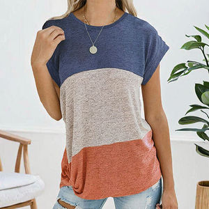 Camiseta de Algodón para Mujer, Talla Grande, Cuello en V, Manga Corta, Corte Regular, Informal, 180g, Primavera/Verano, Suave, Transpirable, Cómoda y Sencilla - Product Image 2