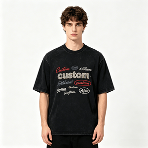 Camiseta Personalizada con Pedrería, Estilo Vintage, Lavado Ácido, Cuello Redondo, 100% Algodón Grueso, Impresión DTG, Corte Cuadrado, Camiseta Gráfica para Hombre - Product Image 3