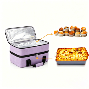 Bolsa Térmica Morada para Transportar Comida, Bolsa Aislante de Doble Capa para Transporte de Alimentos Calientes y Fríos, para Fiestas y Picnics - Product Image 2