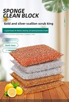Spons Cuci Piring Dapur Dua Lapis Busa Poliester Daya Serap Tinggi Grosir Pabrik, Dapat Digunakan Kembali