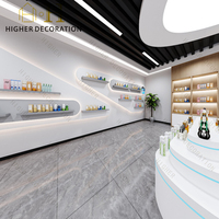 Meubles de présentation de produits cosmétiques minimalistes personnalisés avec éclairage LED pour la présentation de produits de soin de la peau