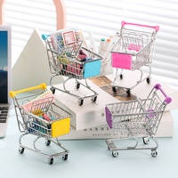Enfants Mini jouet supermarché chariot à main décoration de bureau stockage jouets Mode métal stockage Mini panier