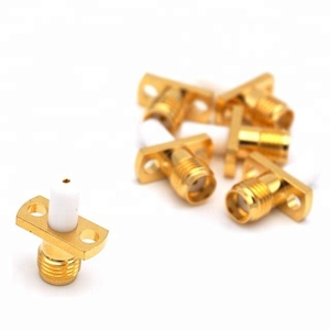 Lwmc <span class=keywords><strong>SMA</strong></span> nữ gắn kết <span class=keywords><strong>2</strong></span> lỗ bài thiết bị đầu cuối RF kết nối đồng trục Adapter đồng thau vàng-platded RF Coaxial kết nối - Product Image 1
