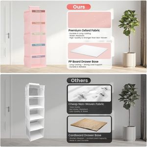 Weekly Clothes Organizer For Kids 5 <b>Shelf</b> Hanging Closet Storage With Labels And Side Pockets Bedroom Use Oxford Cloth Fabric - Product Image 5