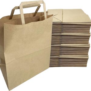 Paper Bag with Handles Kraft <b>Gift</b> Shopping <b>Small</b> Bulk Retail Merchandise Shopping Bags Fashionable Simple Design Paper Bag - Product Image 1