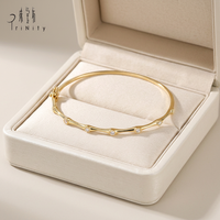 Bracelet jonc tendance en or massif 18 carats, 7 carats, taille brillant, couleurs mélangées, fait main, véritable or naturel, exporté par un fabricant grossiste de Hong Kong
