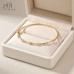 Hong Kong Wholesale Manufacturer Export Handmade Mixed Color Jewelry 18K <b>Solid</b> <b>Gold</b> Real Natural Diamonds <b>Bangle</b> Bracelets - Product Image 5