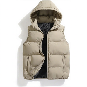 Chaleco Acolchado con Capucha para Hombre, Relleno Alternativo de Plumón, Cierre de Cremallera, Ligero, Ropa de Invierno - Product Image 1