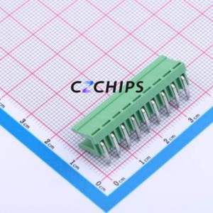 JL396R-39609G01 Plug-in Terminal Block Bent Lead Through Hole,P=3.96mm Connector Board-to-Board / Socket Open 1x9P 3.96mm Green - Product Image 2