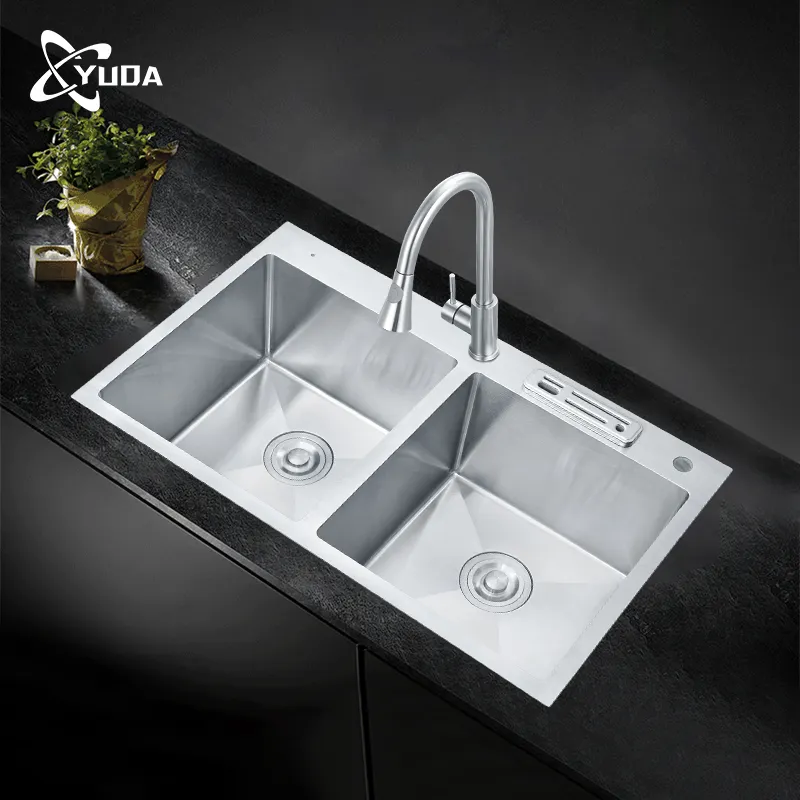 Yeni trend paslanmaz çelik büyük çift kase lavabo lavabo çiftlik evi mutfak lavaboları