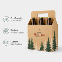 Porte-bouteilles et porte-canettes en carton recyclé, thème Noël, écologiques, 4/6 packs, portables
