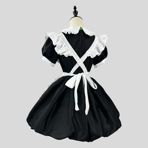 Panda Maid Costume Lolita Style Black Dress With Green Bamboo Print For Kids Age 8 13 Years Anime Cosplay Outfit - Product Image 4