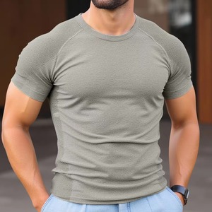 T-shirt de fitness pour homme FLW, tricoté, uni, à séchage rapide, manches courtes, respirant, anti-transpiration, logo personnalisé, coupe classique, style sportif - Product Image 2