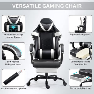 Silla <span class=keywords><strong>de</strong></span> <span class=keywords><strong>escritorio</strong></span> con artículo antiguo barato 2025, ajuste <span class=keywords><strong>de</strong></span> altura ajustable, silla versátil para Juegos <span class=keywords><strong>de</strong></span> oficina con reposapiés retráctil blanco - Product Image 3