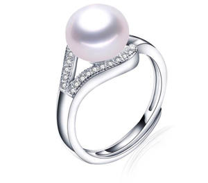 <span class=keywords><strong>Anillos</strong></span> de Compromiso de Perlas <span class=keywords><strong>James</strong></span> <span class=keywords><strong>Allen</strong></span> de Tamaño Personalizado, Joyería de Oro Blanco de 14K y 18K, Perlas de Agua de Mar, Joyería Jaxxon - Product Image 4