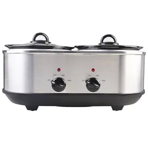 5.5L Capacity Manual Individual Control Appliance Crock Pot Triple Slow Cooker
